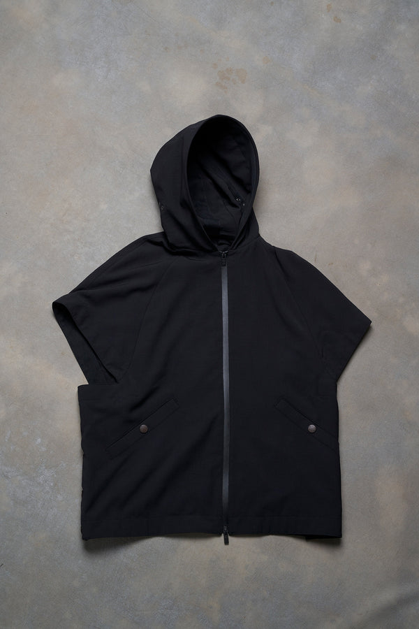DEVOA 25 Spring/Summer Hooded Zipper Sleeveless Jacket DVA-FJK-NKFS-BLACK